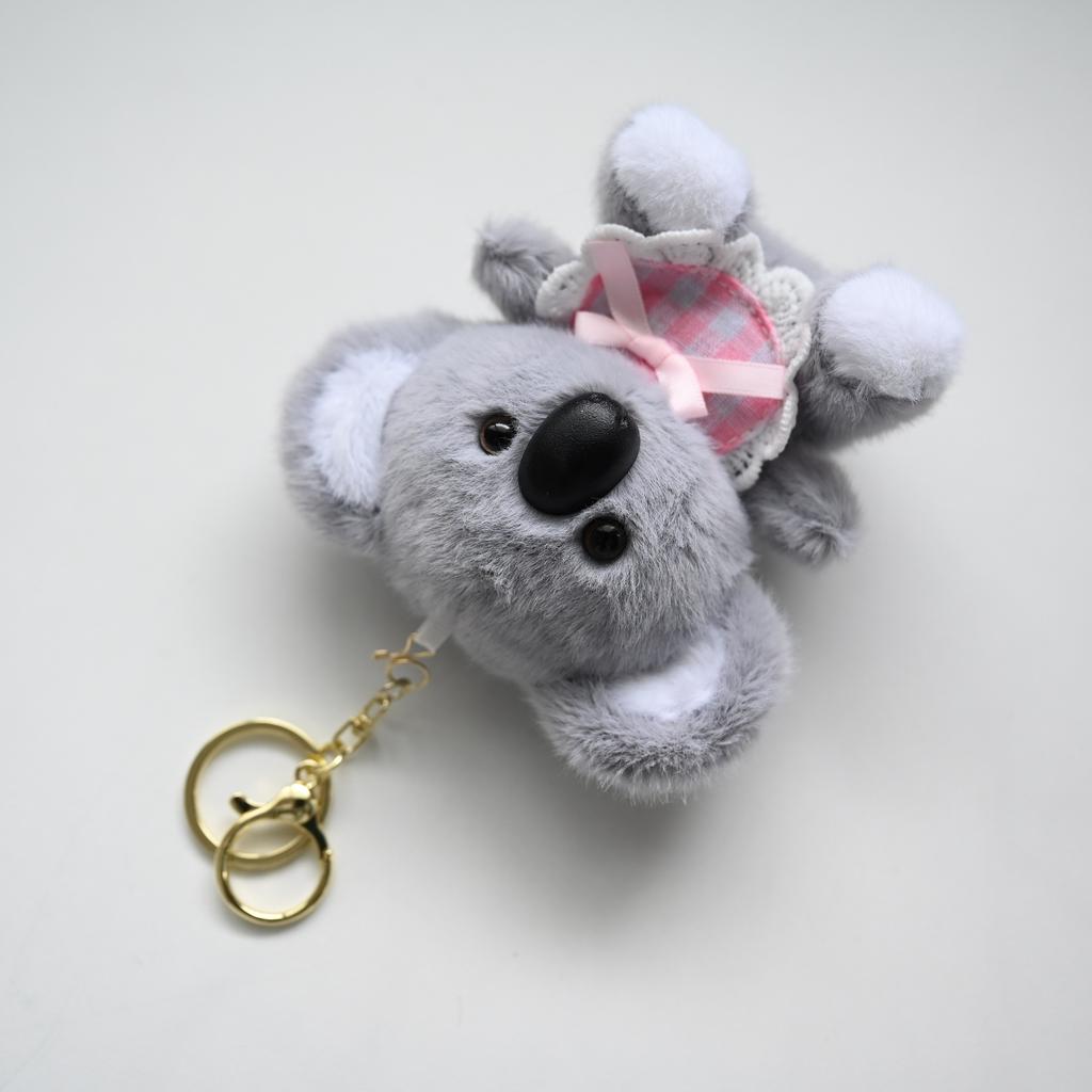 Nuova Peluche Koala Carino con Fiocco, Portachiavi Giocattolo, Animale Super Morbido e Soffice, Decorazione Zaino Koala, Regalo per Bambini