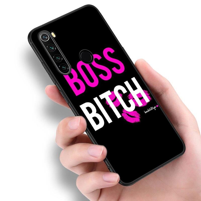Boss Bitch Phone Case For Xiaomi Redmi Note 10 9 Pro Max 10S 10T 9A 9C 9S 9T 8A 8T 8 7 Pro Soft TPU Black Cover