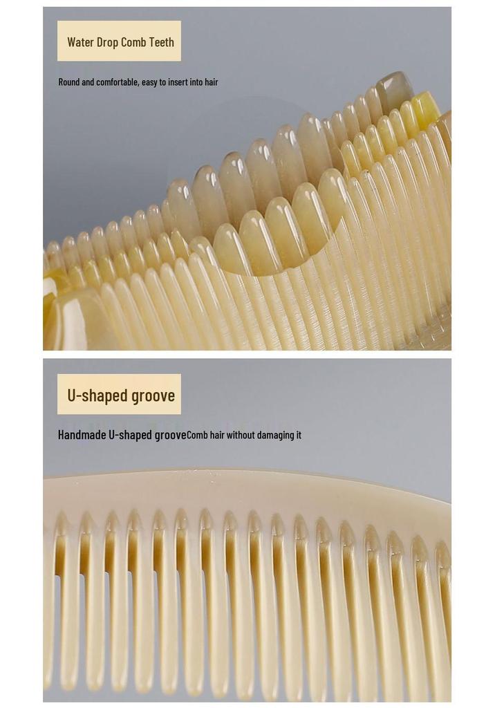 Natural Handmade Fine-Toothed Cow Horn Comb (16-21cm)