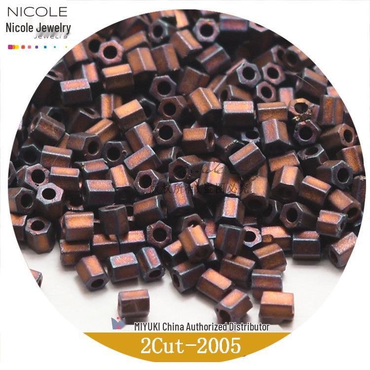 Japanese MIYUKI Seed Beads 2-Cut 11/0 Cube 2mm, Metallic Matte Series, 12 Colors, 10g Pack.
