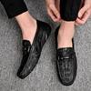 Crocodile Pattern Loafers Shoes Men 2024 Spring Clasicc Comfy Man Flat Moccasin Fashion Shoes Men Slip-on Boat Shoes Casual Shoe