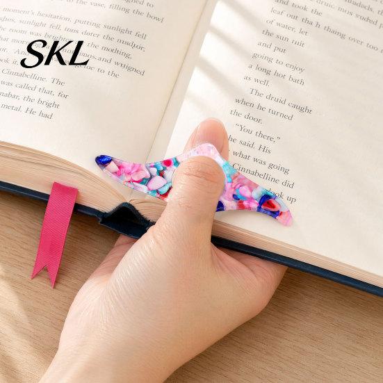 Reading Aid Tool Thumb Book Page Holder for Reading, Glitter Stone Piece Ring Holder, Opener Bookmark Students Lovers Clip