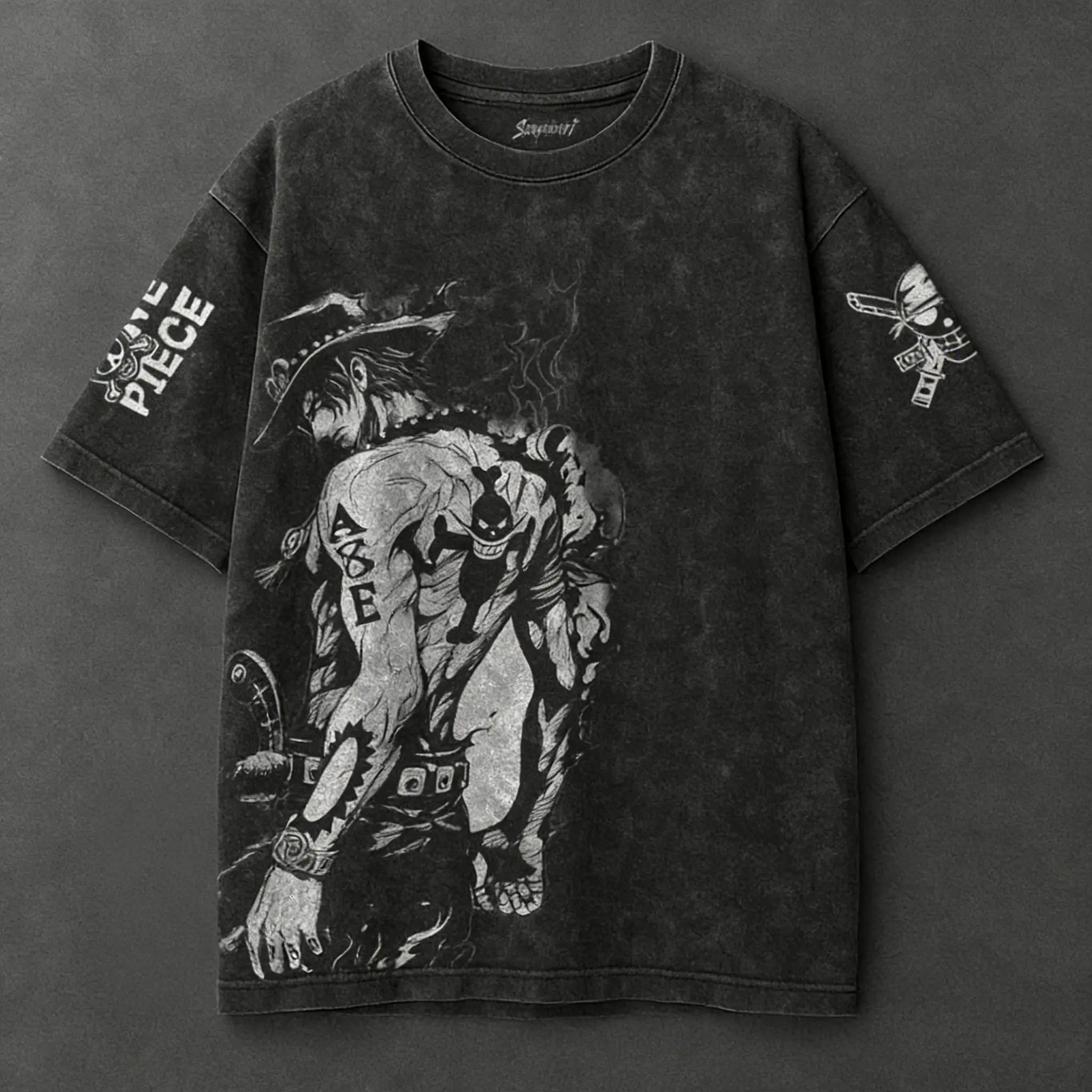 

Hot Sale One Piece ACE Graphic Print Retro Style T-Shirt Men Women Streetwear Harajuku Fashion Vintage Washed Cotton Summer New Tee Oversized Top L