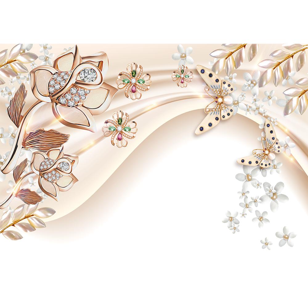 Flower Mural For Walls 3d Jewelry Diamond Flowers Embossed Wallpaper Living Room Bedroom Wall Murals