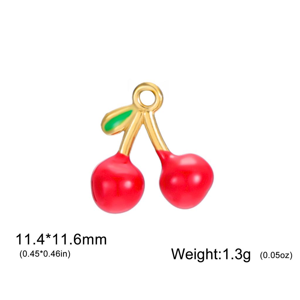 Teamer 5pcs/Lot Enamel Cherry Charms Pendant Stainless Steel For Necklace Bracelet Making Fashion Accessory Romantic Jewelry