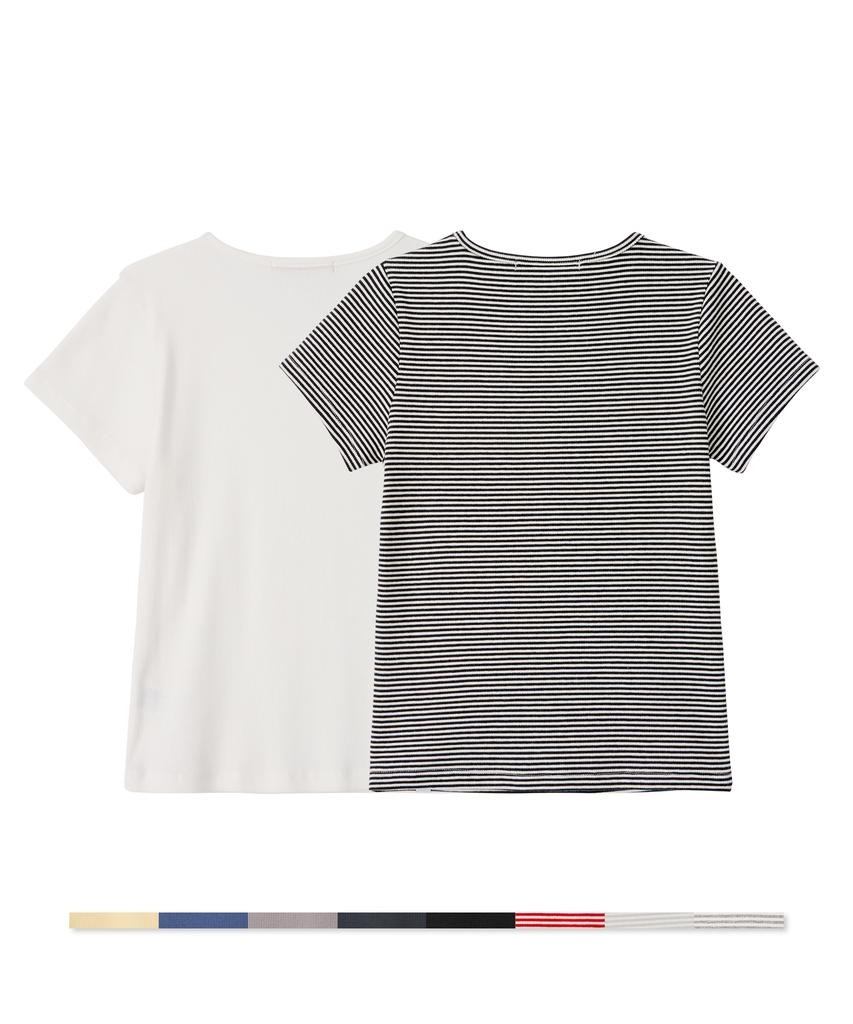 Biteoseljeu [2 Pack] Essential Ribbed Half Tee - 10 Colors (Type B)