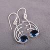 London Blue Topaz Gemstone Silver Earrings, 925 Solid Sterling Silver Earrings, Handmade Charming Silver Jewelry, For Anniversary Gift