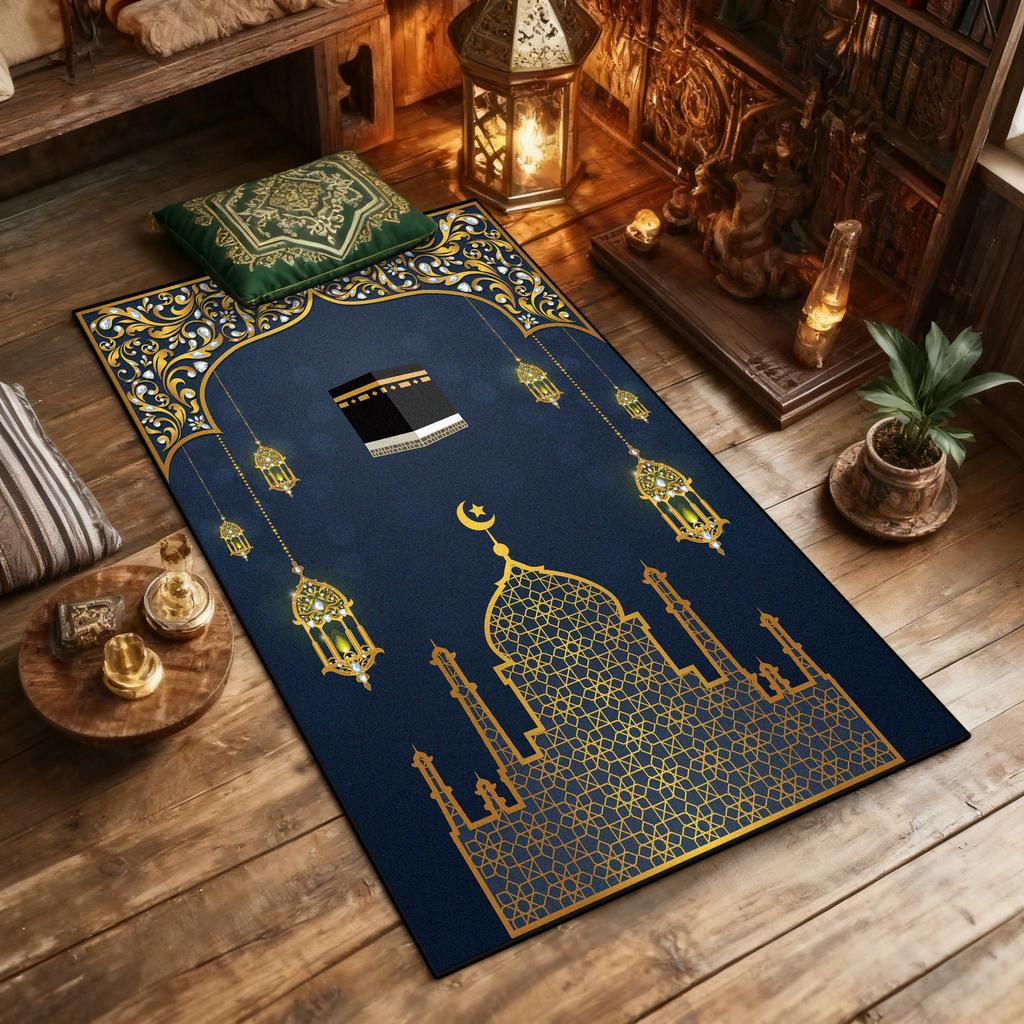 Religious Culture Prayer Floor Mat Islam Style Home Prayer Room Area Washable Antiskid Mats Art Decoration Aesthetic Rug Musalla