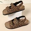 Ladies Shoes Summer Brand Open Toe Women's Slippers Fashion Leopard Print Casual Summer Belt Buckle Plus Size Rome Flat Slippers