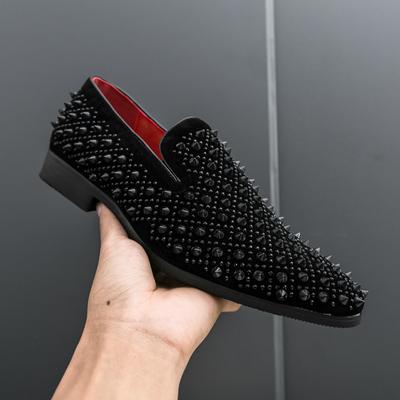 Fashion Men's Fashion Suede Leather Rivet Loafers Mens Casual Printed Moccasins Oxfords Wedding Shoes Man Party Driving Flats EU Size 47