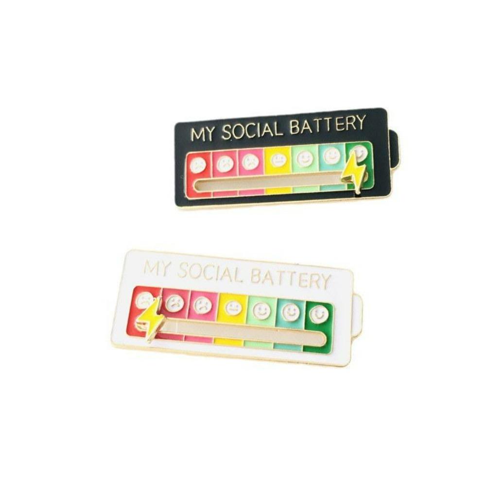 Creative Brosje Pin Galvanisering Geometriske bærbare klær Tilbehør My Social Battery Brosje Pins