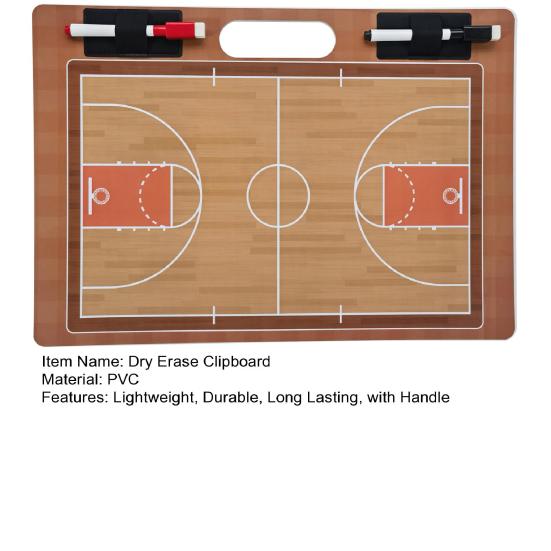 Basketball Dry Erase Clipboard with Handle Smooth Surface Portable Handheld Double Sided Basketball Coaching Board with Markers