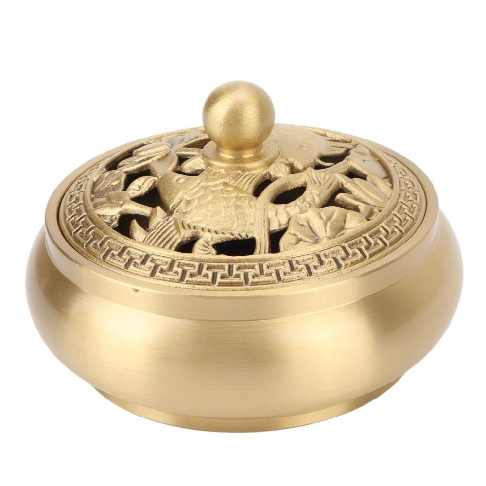 3pcs With Lid Incense Burner Holder Brass Brass Incense Burner  For Home Yoga Spa Decor
