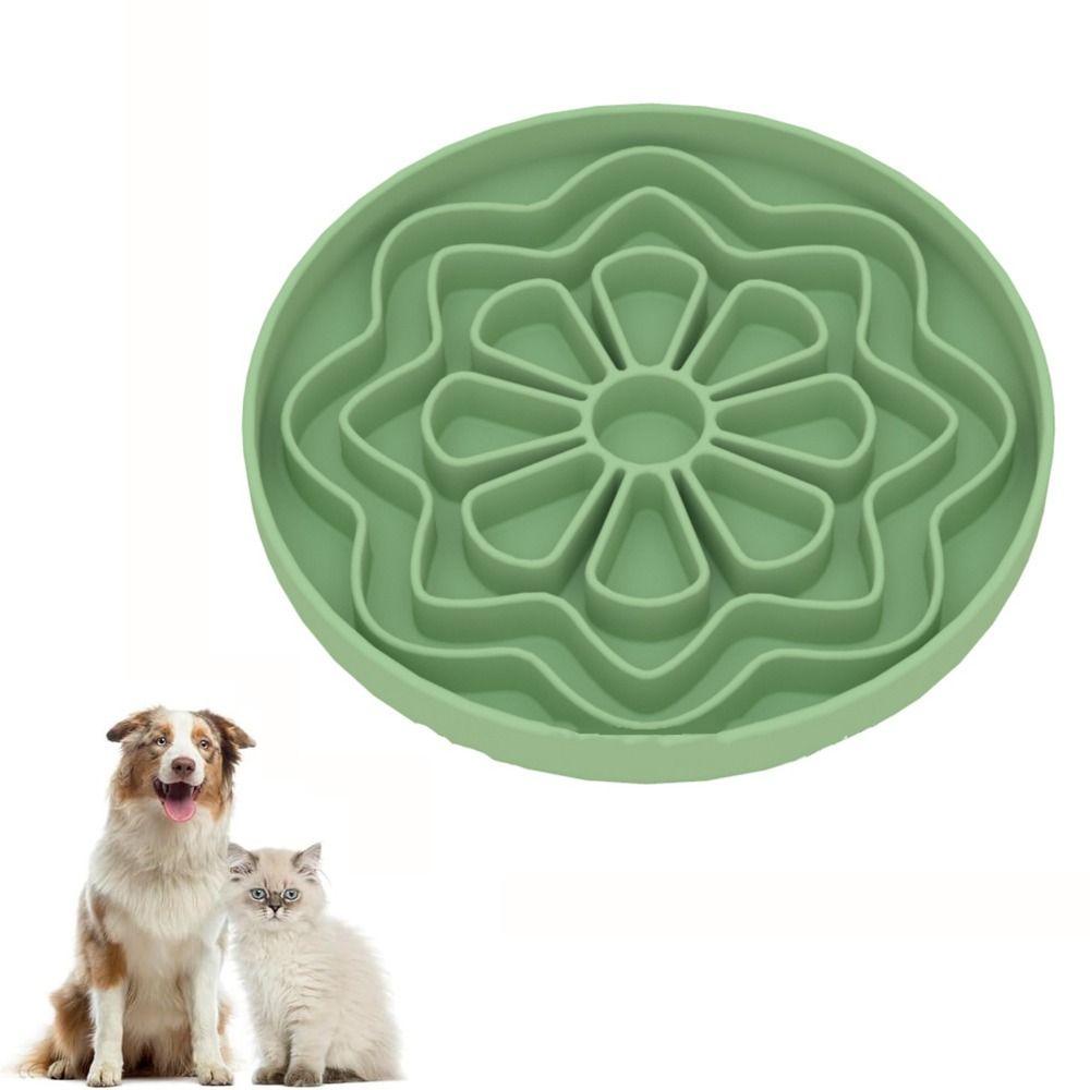 Round Slow Feeder Dog Bowl Silicone Dog Lick Mat Multifunction Slow Feeding Dish  Reduces Boredom