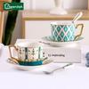 Nordic Creative Golden Edged Ceramic Coffee Cup with Plate Office Light Luxury Mug Afternoon Tea Cups Household Drinkware