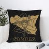 Sicilia Map  Square Pillow Case Polyester Cushions for Sofa Trinacria of Sicily  Casual Pillowcover Home Decor