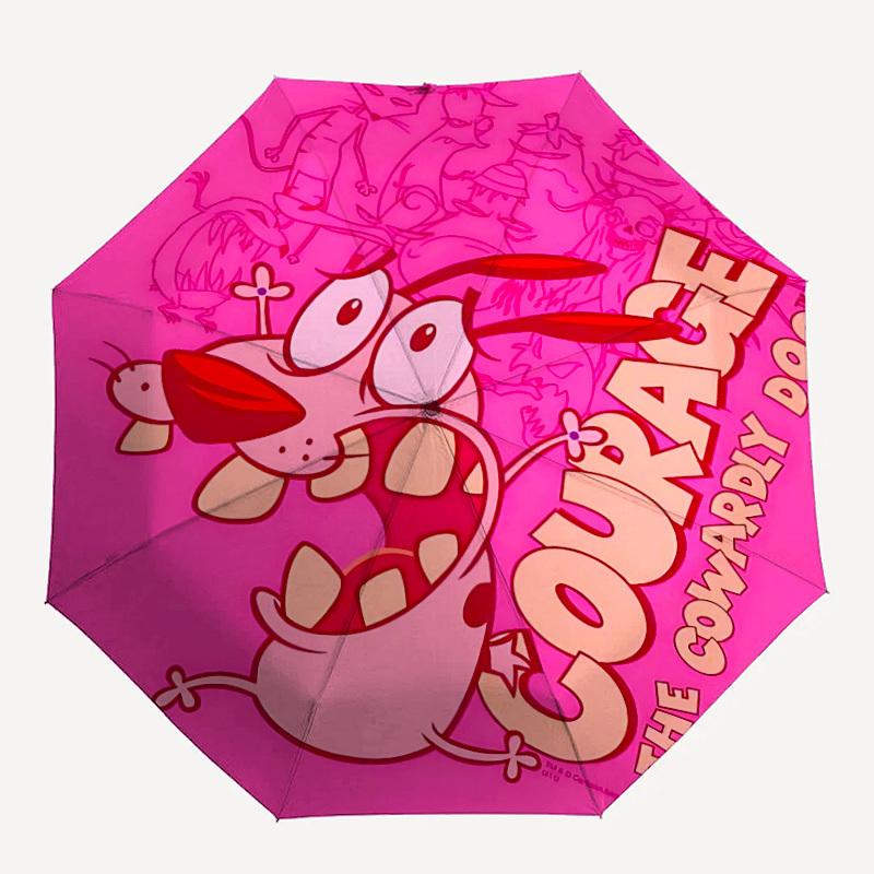 

1pc Courage the Cowardly Dog Automatic Open/Close Folding Umbrella, Windproof 8-Ribs Construction, Lightweight Travel Umbrella034