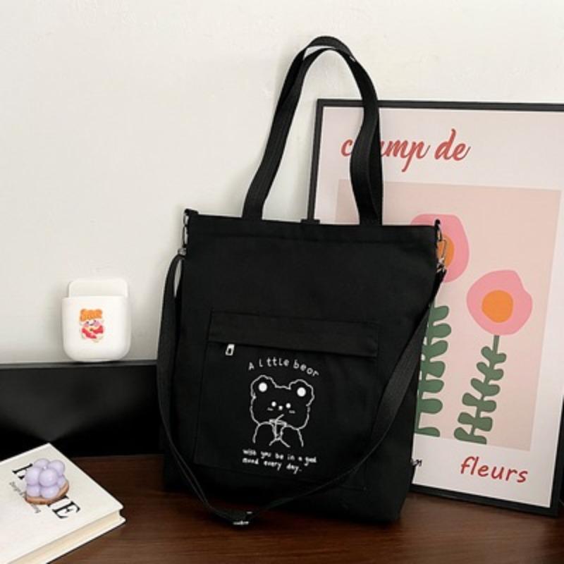 Simple autumn and winter new bag women's texture atmospheric canvas bag student class schoolbag cartoon handbag bag