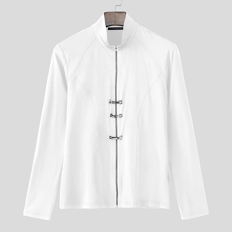 INCERUN Uomo Collo Stretto Manica Lunga Zipaderente Casual Base Top T-shirt Maglie Intime