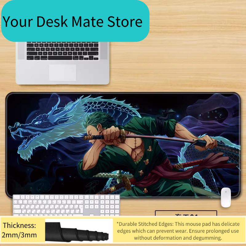 High Definition Printed New Boys Office ONE PIECE Leather Mouse Pad Anime Game Roronoa Zoro Computer Keyboard Desktop Table Mat