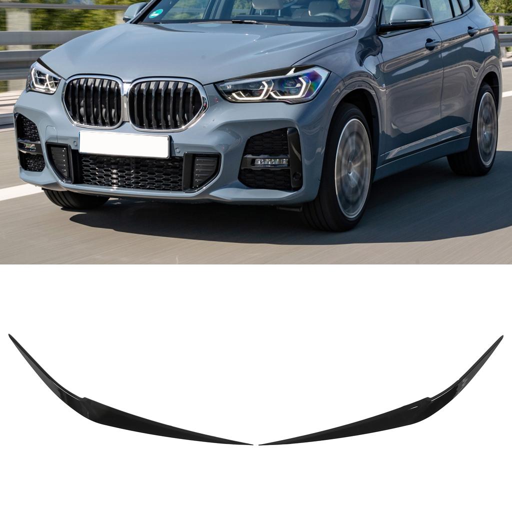 Pair Car Hdlight Eyebrows Front Left Right Trim Exterior Decoration Replacement for X1 F48 2015+(Carbon     )