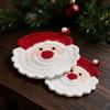Heat Resistant Santa Claus Coasters Handmade Knitted Cup Coasters Fabric Drink Trays  Christmas
