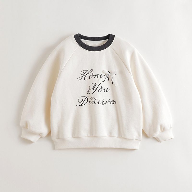 Mark Jenny Girls Stereo Bow Letter Sweatshirt Kidsren s Pullover 2026 Spring New Style 551202 Miffy White 110