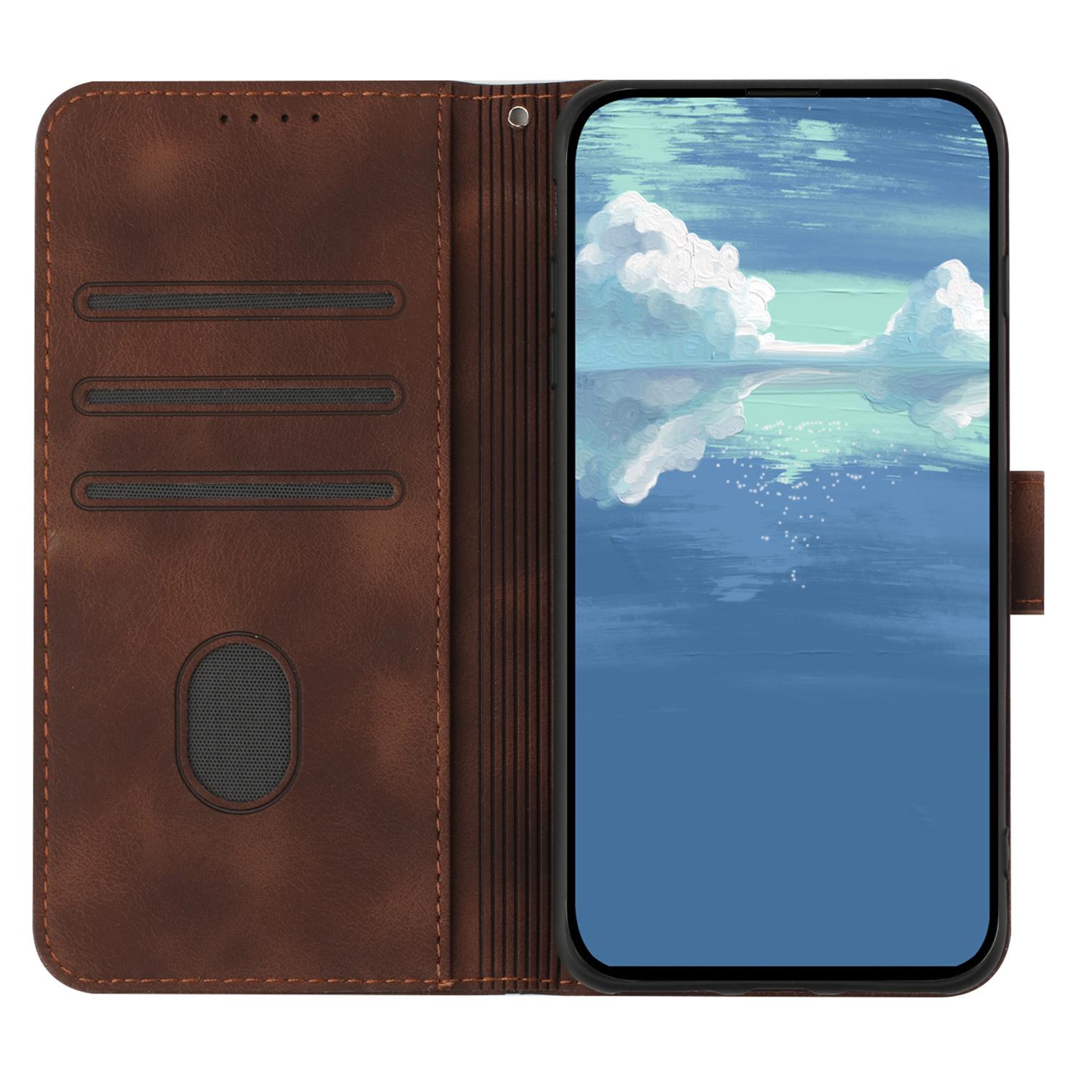 

YX0040 For Xiaomi Redmi 13 5G/13 4G Case Geometric Imprinted Leather Wallet Phone Cover Coffee