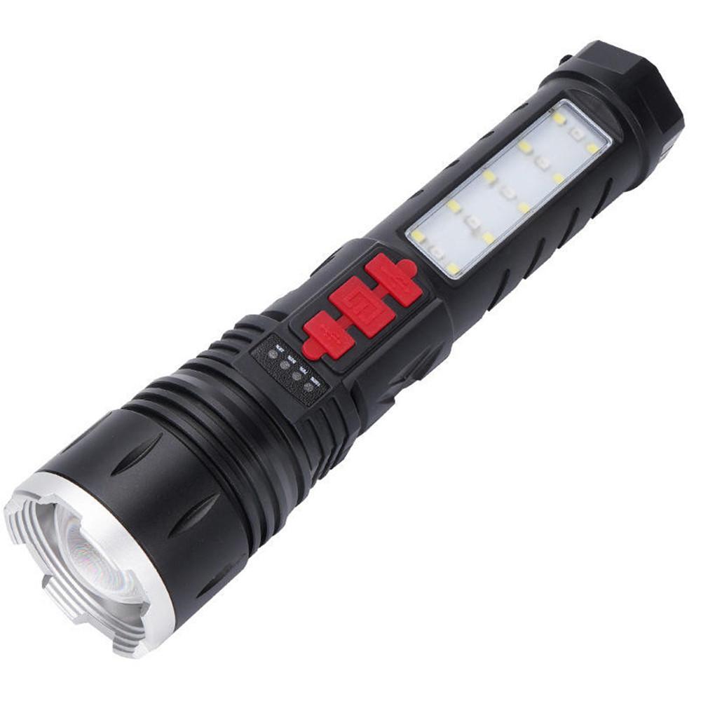 Flashlight With Buzzer Alarm Side LED Red SOS Light Handheld Flashlight ABS Plastic Aluminium Alloy Emergency Hiking Torch