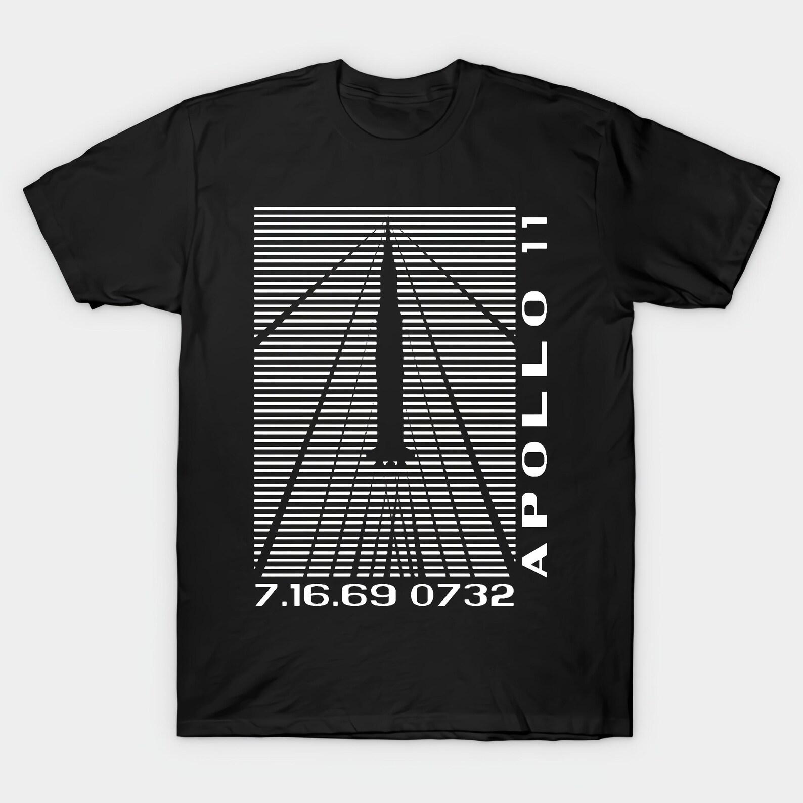 Shockwaves Apollo 11 Retro Space Black T shirt Size S-4X Casual 2XL