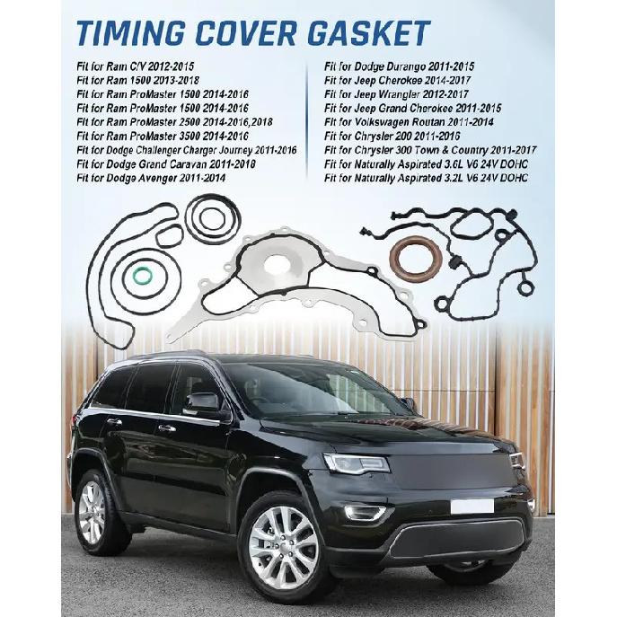 Timing Cover Gasket Fit for Dodge Grand Caravan Jeep Grand Cherokee Chrysler 2011-2017 3.2L 3.6L V6 Engine Replace TC1169