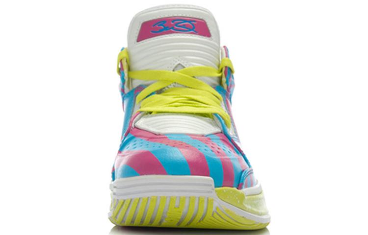 Li Ning WOW 2 Trendy Slip Resistant, Abrasion Resistant, Rebound Low top Basketball Shoes Men's Blue Pink White ABAH017-16