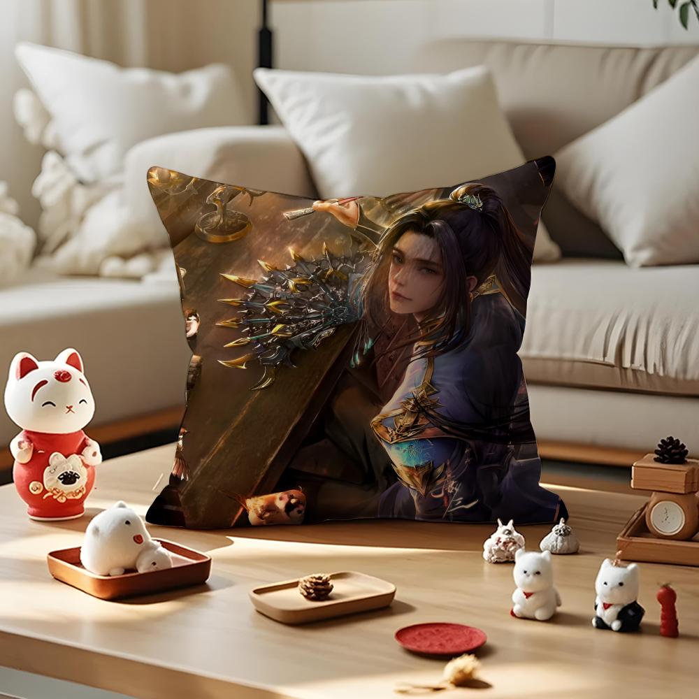 Soul Land Cushion Cover Anti-dustmite Pillowcase Invisible Zipper Silky Short Plush Sofa Cushion Cover