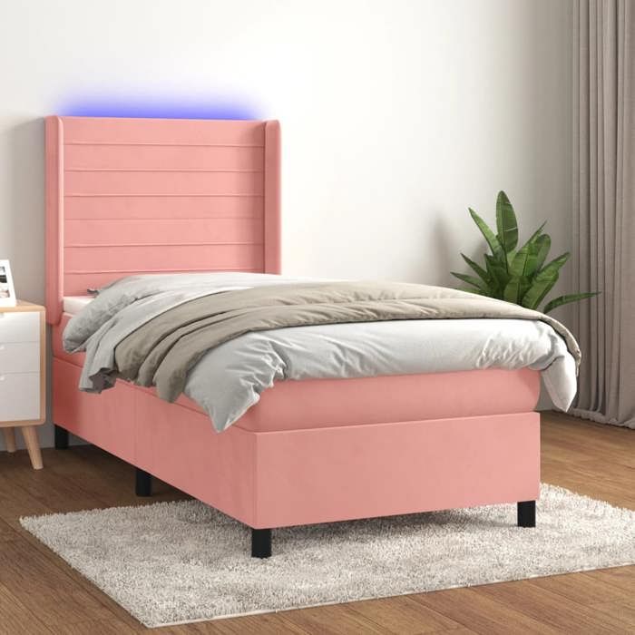 VidaXL Sommier à Lattes de Lit avec Matelas et LED, Lit Rembourré, Lit Simple, Lit Adulte de Chambre à Coucher Intérieur, 3139594