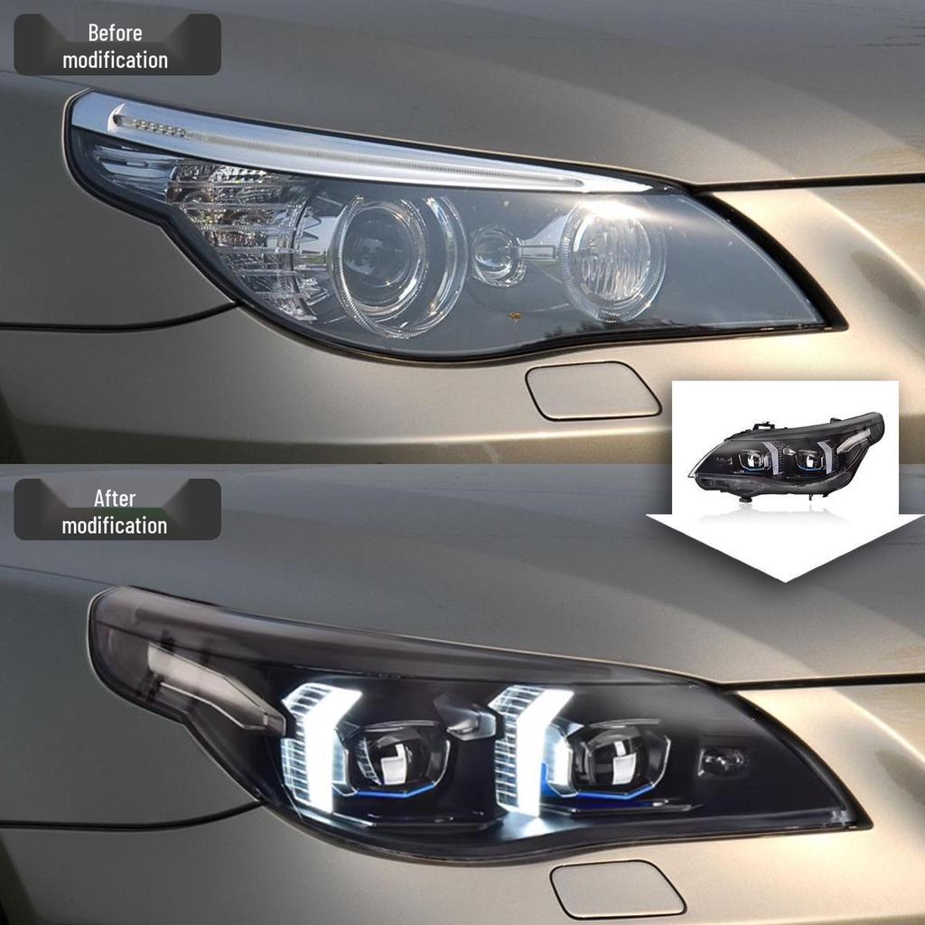 LED Lens Headlight Assembly with DRL & Turn Signals for 03-10 BMW 5 Series E60