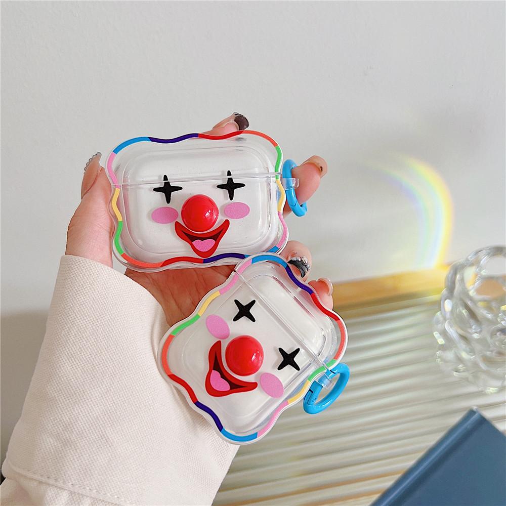 

Cute Cartoon Circus Clown Earphone Soft case For airpods 1 2 3 Pro Freebuds 4i pro Wireless Headset Box Cover Case with keychain