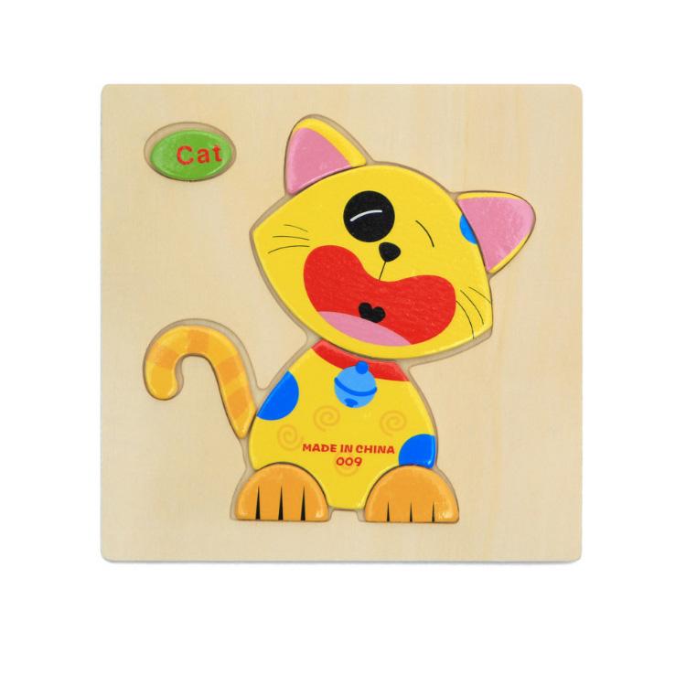 Cartoon Animal Fruit Car Pattern Wooden 3D Puzzle Baby Intelligence Early Learning Educational Toy Cute Wood Puzzle For Kids
