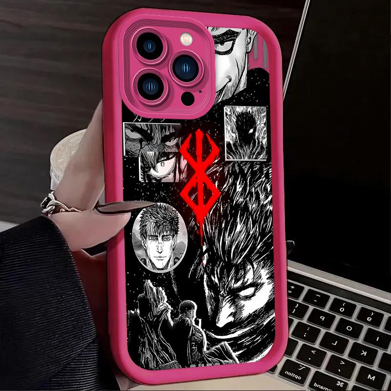 Berserk Guts Anime Phone Case for iPhone 17 Air 16 16E 15 14 13 12 11 Pro Max X XS X S Max XR SE 2020 SE4 7 8 Silicone Cover