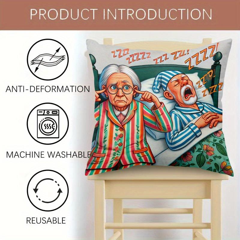 Husa Pernă Moale Decorativă pentru Pătură, Față-Verso, Design Amuzant cu Bunici care Forăie, Desene Animate, pentru Pat, Canapea și Scaun de Relaxare, Decor Acasă
