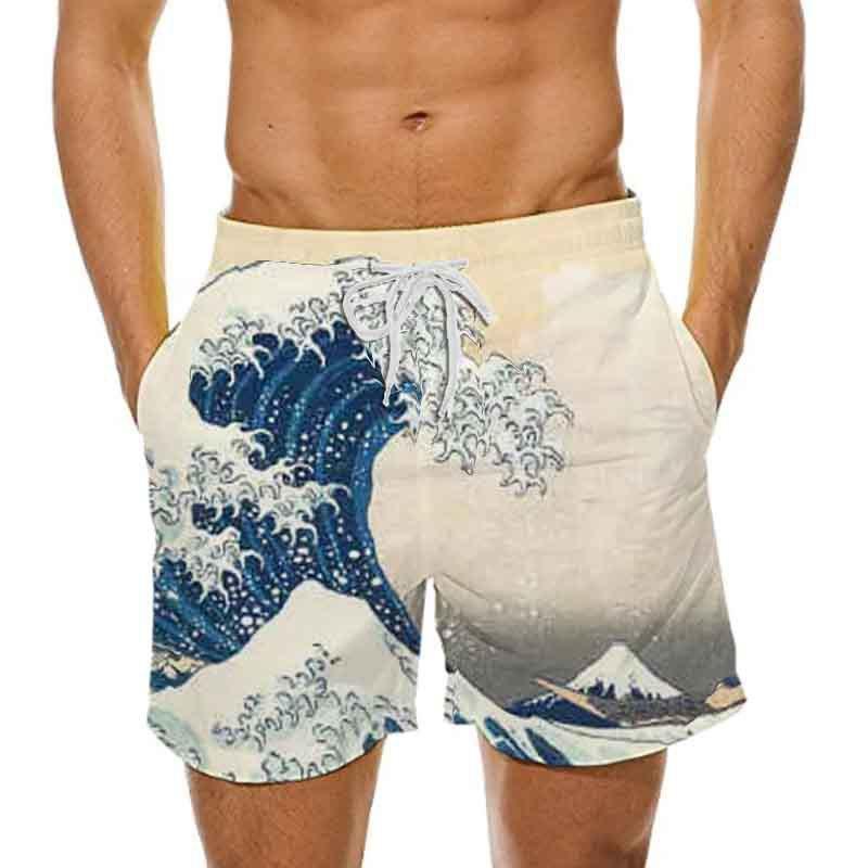 Man's Beach Shorts Swim Sportswear Boardshort Wave 3D Printed Fitness Short Pants Male Oversized Gym Trunks Surf Board  Swimsuit