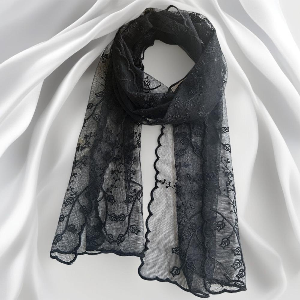 Retro Women's Lace Scarf Elegant Silk Headband Casual Female Headscarf