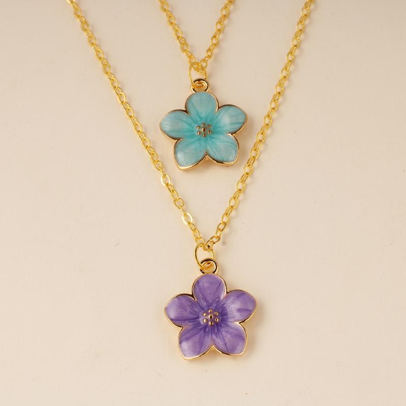 Flower Pendant Necklace For Women Romantic Cherry Blossom Choker Girls Party Wedding Neck Jewelry Gift