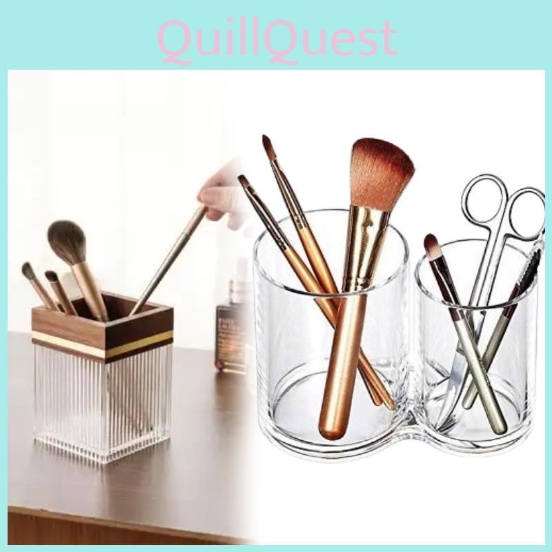 Acrylic Makeup Brush Holder With Lid For Vanity And Cosmetic Storage Solutions