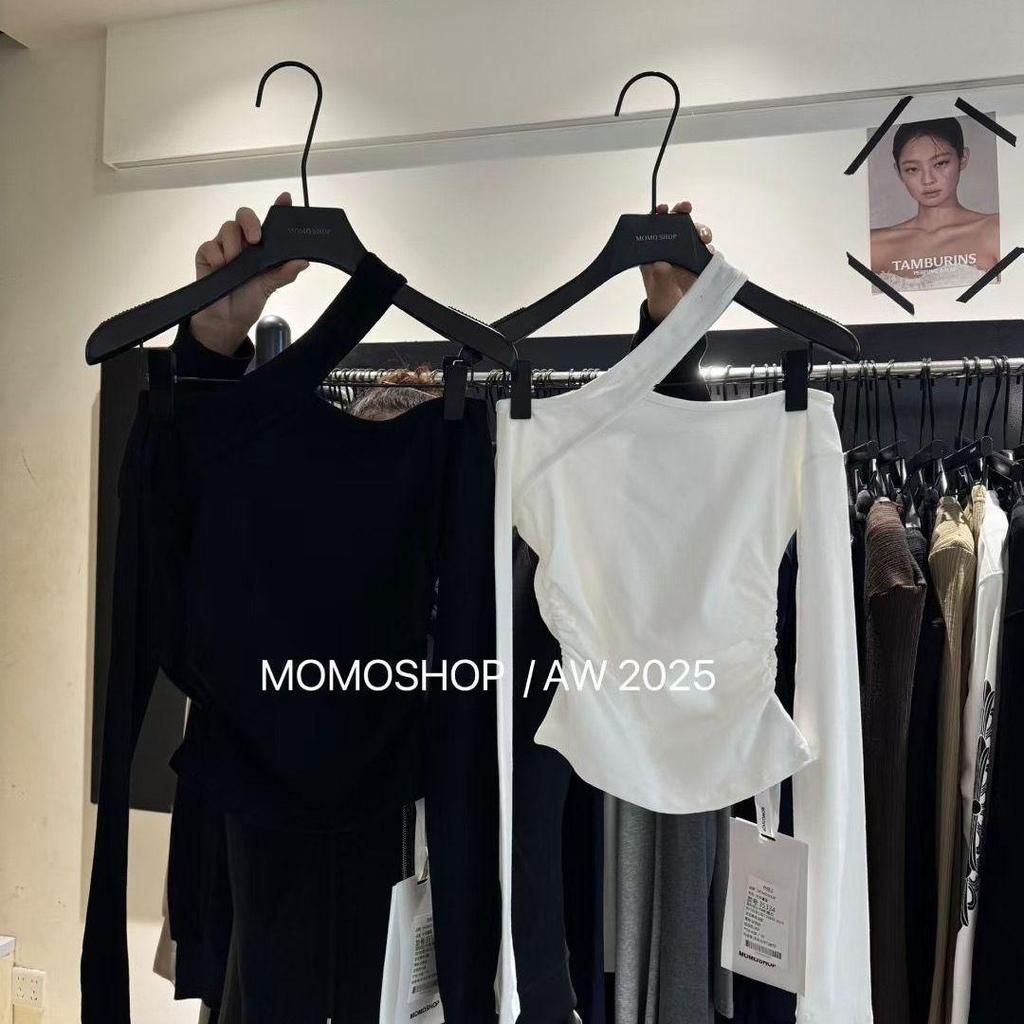 Pure Desire Velvet Off-Shoulder Halter Neck Long-Sleeve Top - Korean Autumn Slim Fit