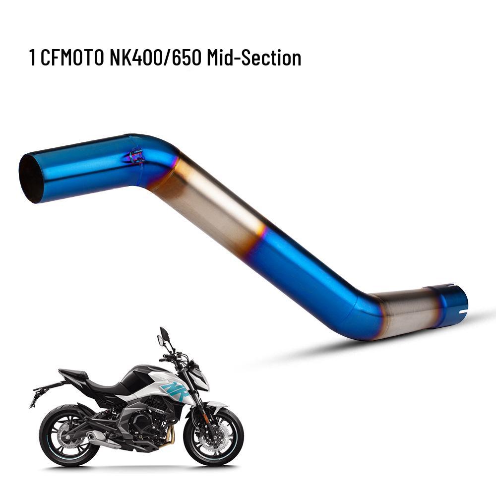 CFMOTO NK400/NK650 Stainless Steel Silencer Exhaust Pipe with Backpressure Drum.