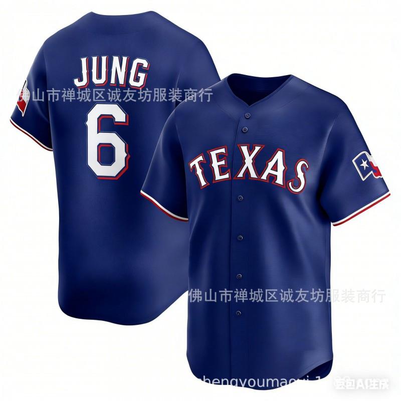 Embroidered Baseball Jersey Unisex Sport Top Rangers 6 White Fall Winter Wear