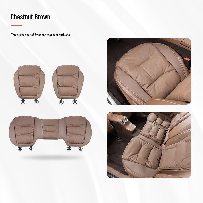 Luxurious Nappa Leather Car Seat Cushions - Thick, Non-Slip, Full Set for Five-Seater Cars