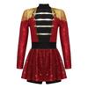 Girls Circus Ringmaster Costume Long Sleeve Shiny Sequins Dress Jumpsuit Halloween Party Fancy Cosplay Outfits Ballet Dancewear