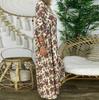 Ladies Plus Size Maxi Dress Long Sleeve V Neck Loose Fit Floral Print