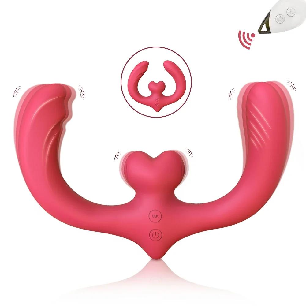 G-Spot Double-Ended Sex Toys Dildo Vibrator for Women Lesbian Couples 7 Vibration Vibrators Strapless Strap-on Adults Good anal